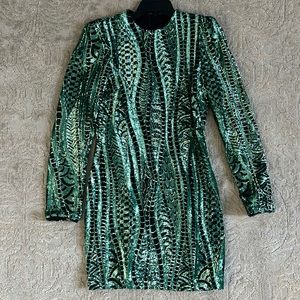AQUA Sequin long sleeve dress